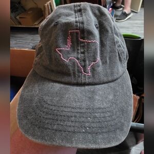 Gray Cap with Pink Texas Embroidery